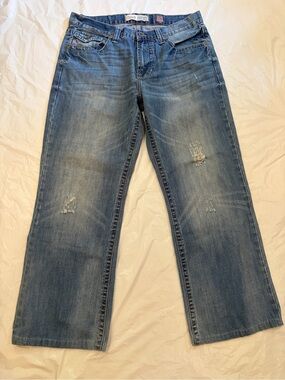 Adiktd Denim Jeans Men's 36x34 Blue Light Wash Wide Leg Y2K Distressed